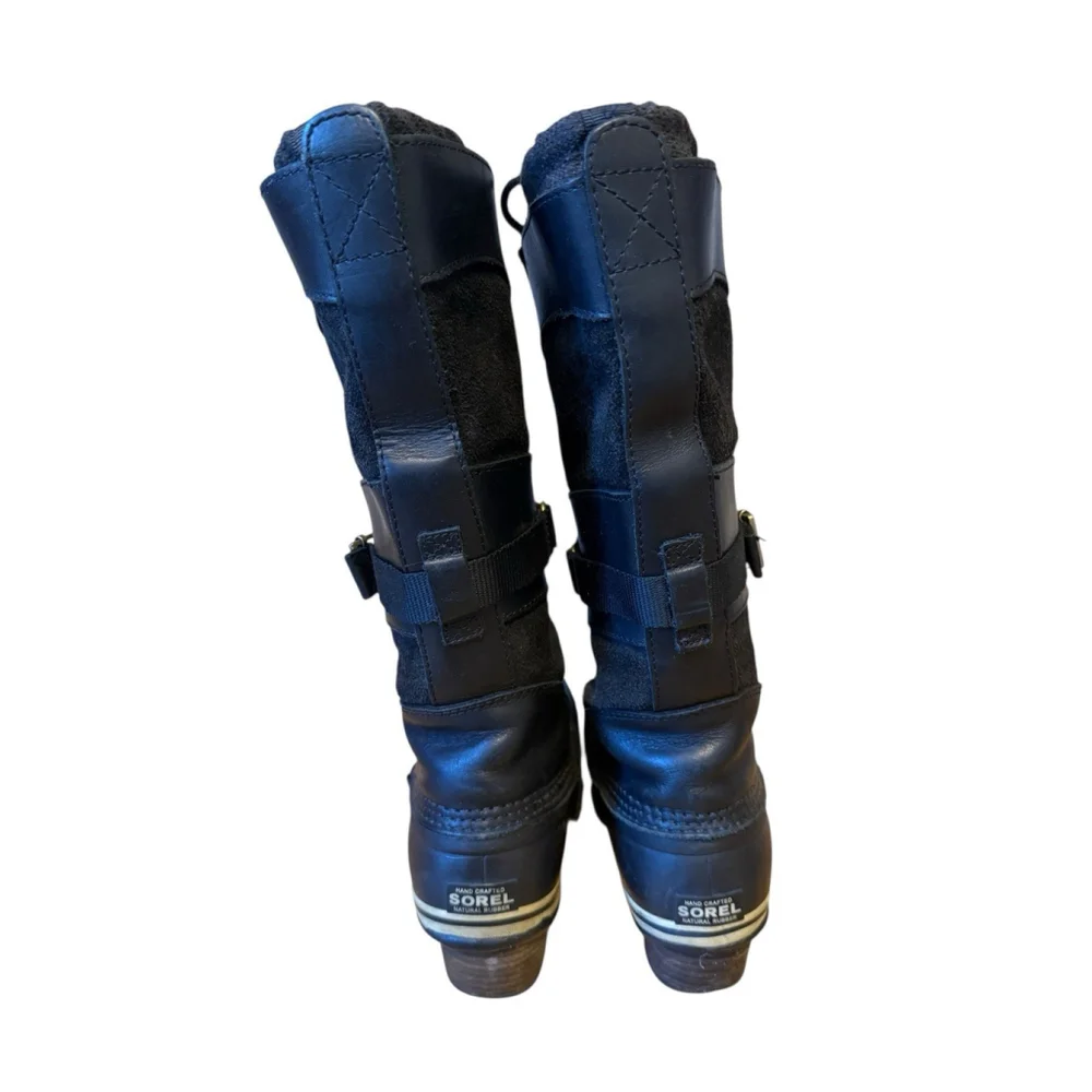 Sorel Conquest Carly Boot Black Waterproof Tall Moto Women’s size‎ 7.5 Read